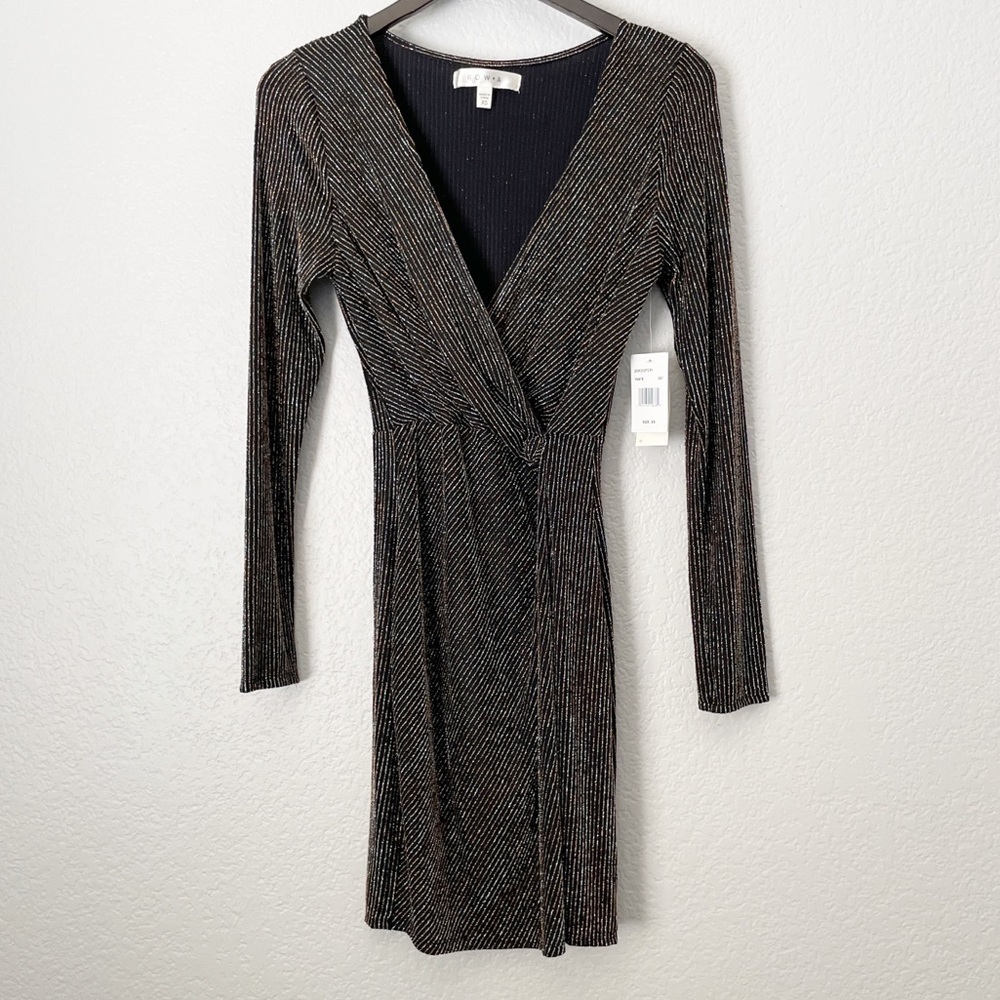 𝅺NWT ROW A Metallic Sheath Dress Black X-Small